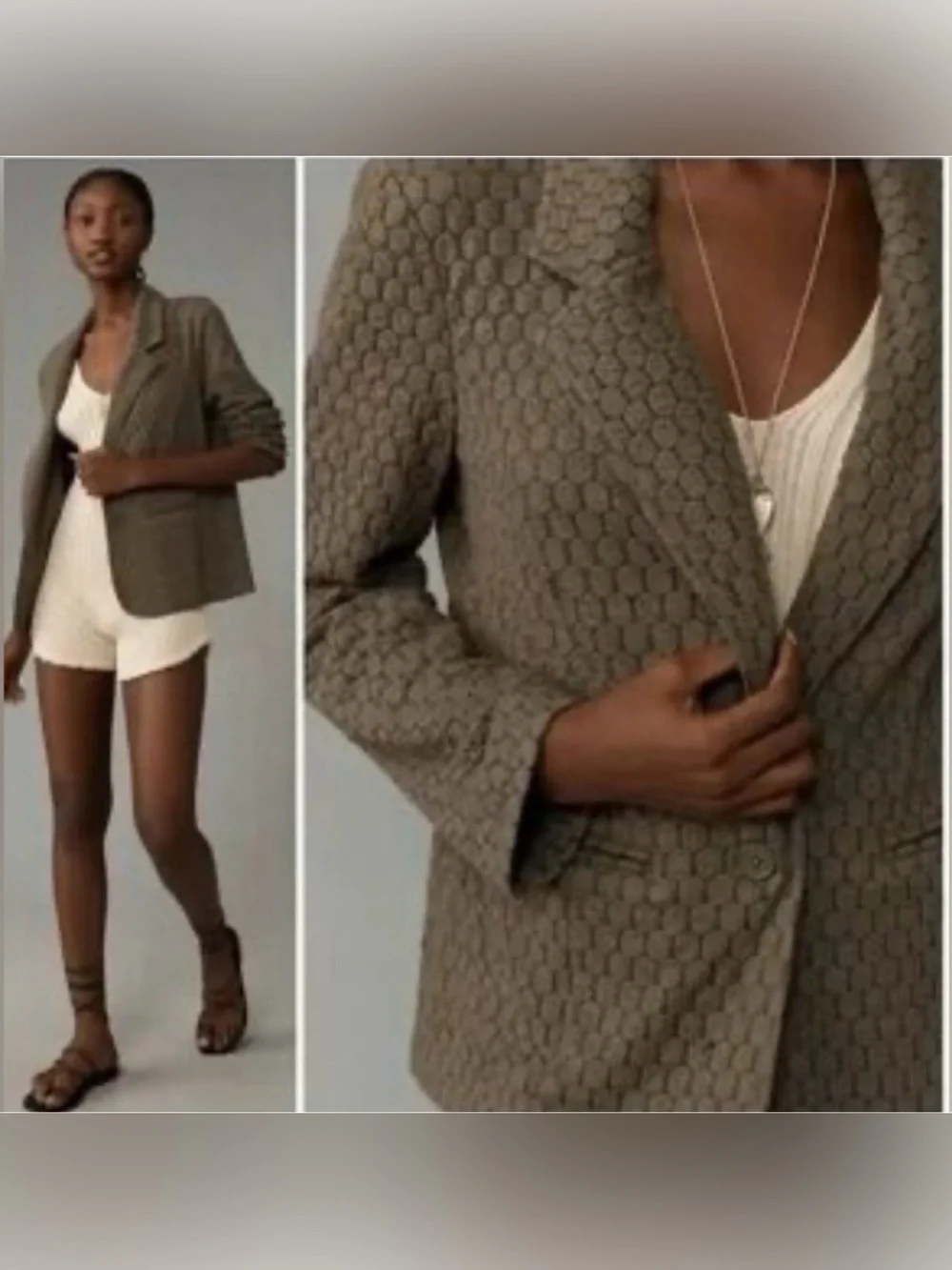 ANTHROPOLOGIE PORRIDGE Textured Single Button Jacket Size M